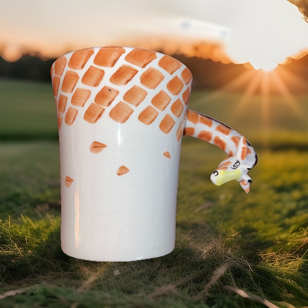 PIER ONE 1 Imports‎ Large Hand Painted Giraffe Head 3D Neck Coffee Mug Tea Cup